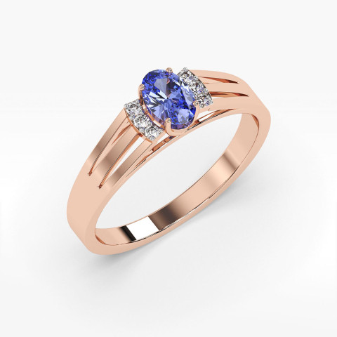 Złoty pierścionek zaręczynowy ze tanzanitem