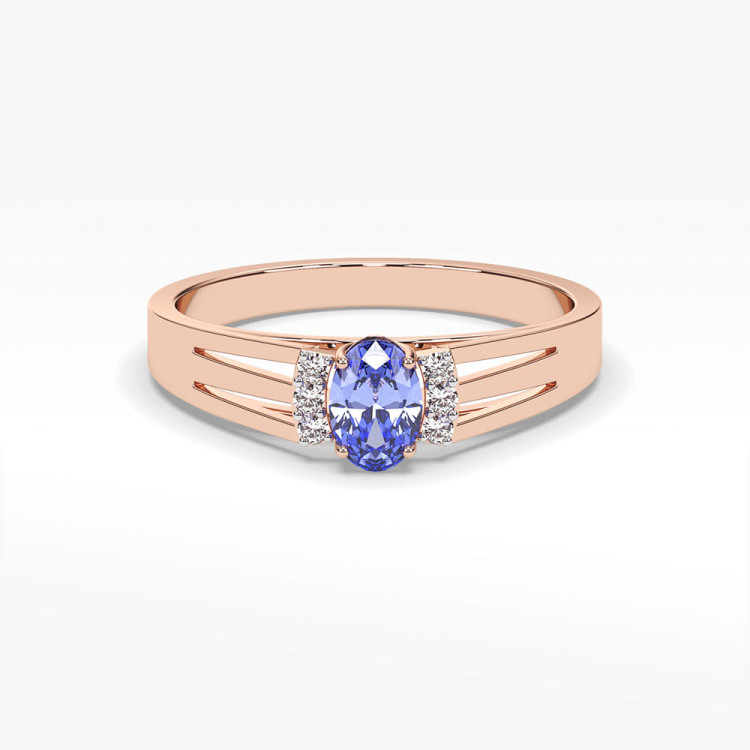 Złoty pierścionek zaręczynowy ze tanzanitem