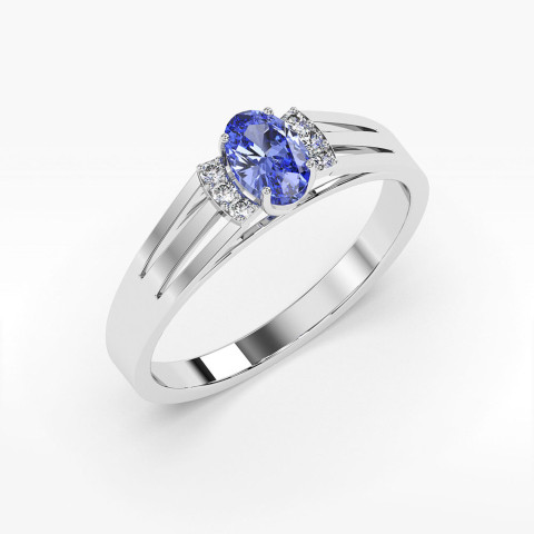 Złoty pierścionek zaręczynowy z tanzanitem