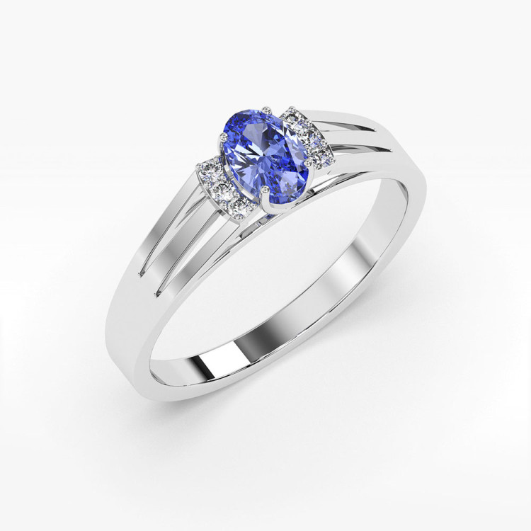 Złoty pierścionek zaręczynowy z tanzanitem