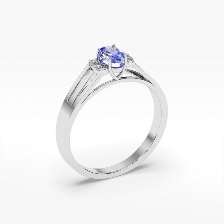 Złoty pierścionek zaręczynowy z tanzanitem