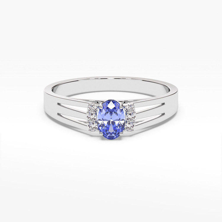 Złoty pierścionek zaręczynowy z tanzanitem