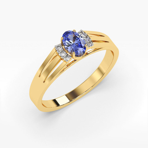 Złoty pierścionek zaręczynowy z tanzanitem