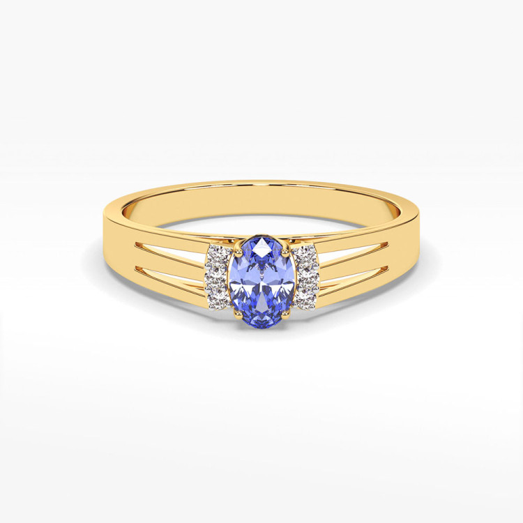 Złoty pierścionek zaręczynowy z tanzanitem
