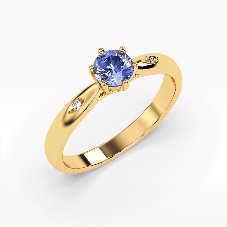 Pierścionek ze złota z tanzanitem i diamentami