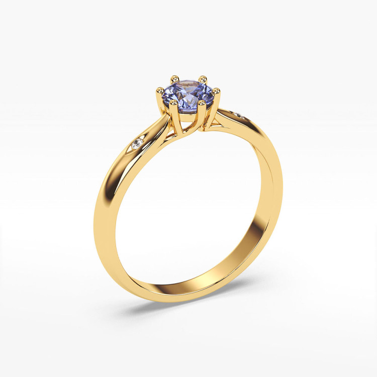 Pierścionek ze złota z tanzanitem i diamentami