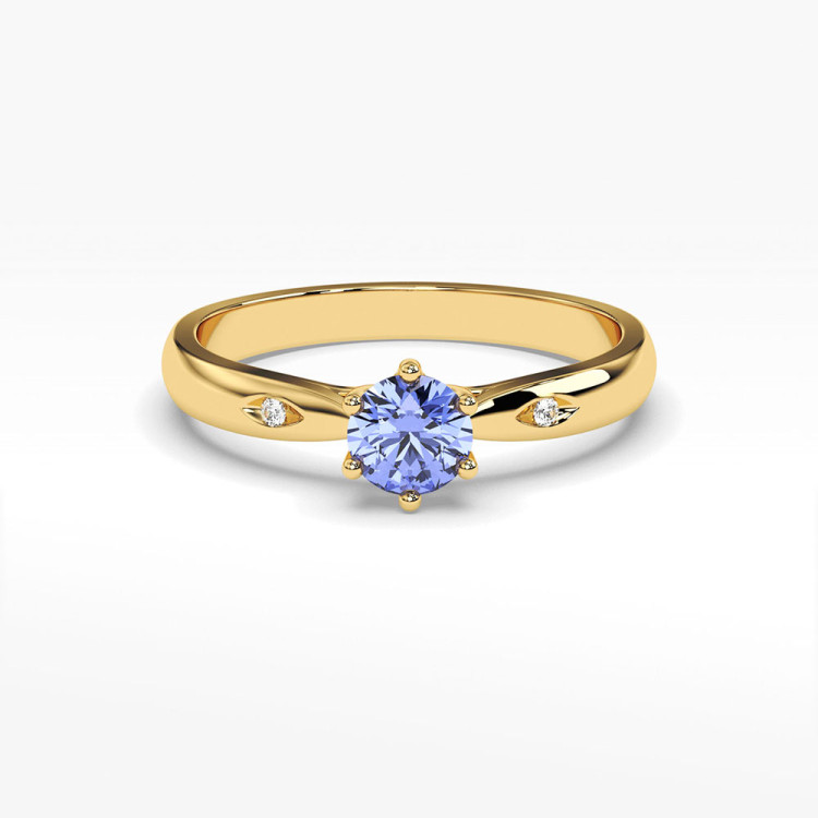 Pierścionek ze złota z tanzanitem i diamentami