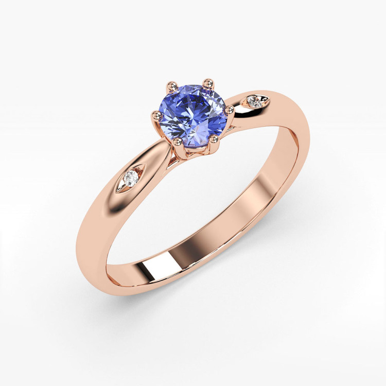 Pierścionek ze złota z tanzanitem i diamentami