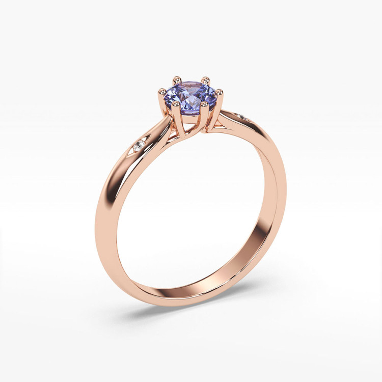 Pierścionek ze złota z tanzanitem i diamentami