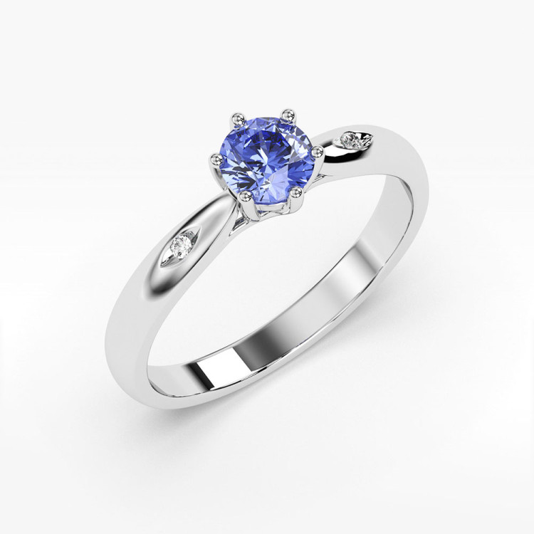 Pierścionek ze złota z tanzanitem i diamentami