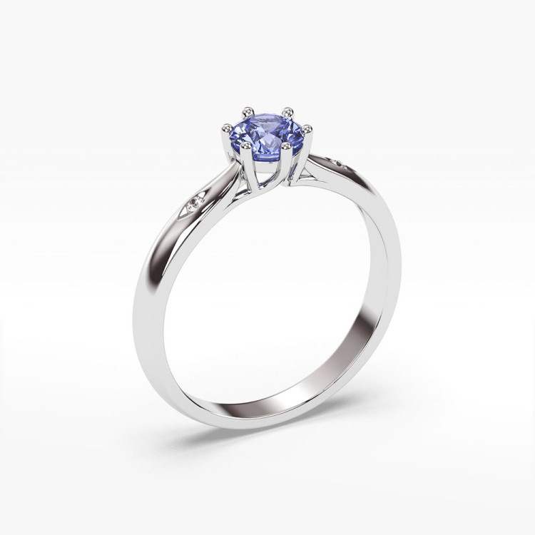 Pierścionek ze złota z tanzanitem i diamentami