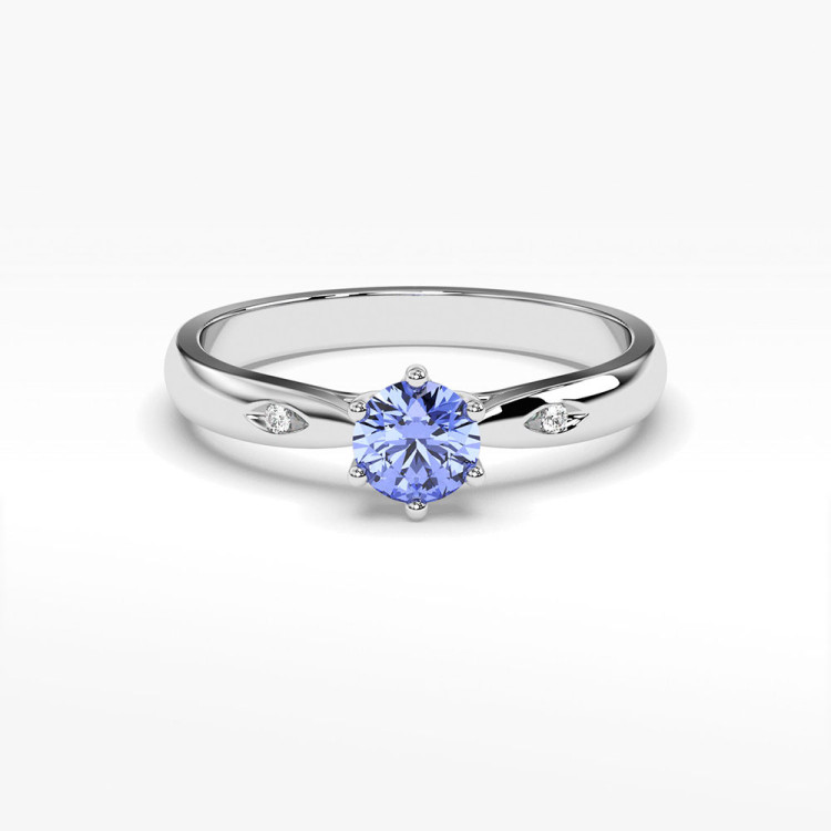 Pierścionek ze złota z tanzanitem i diamentami