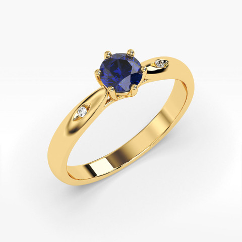 Pierścionek ze złota z szafirem i diamentami