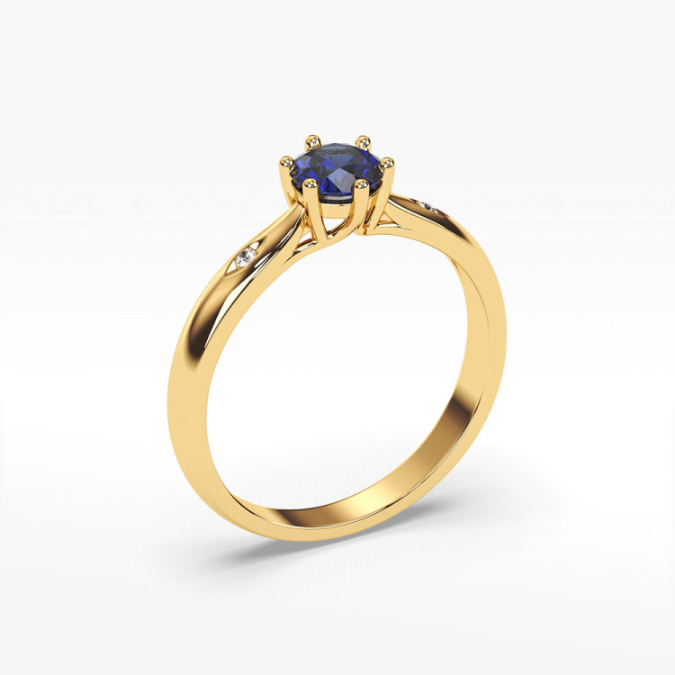 Pierścionek ze złota z szafirem i diamentami