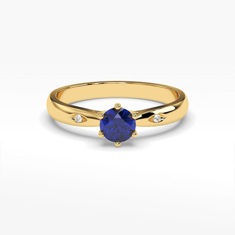 Pierścionek ze złota z szafirem i diamentami