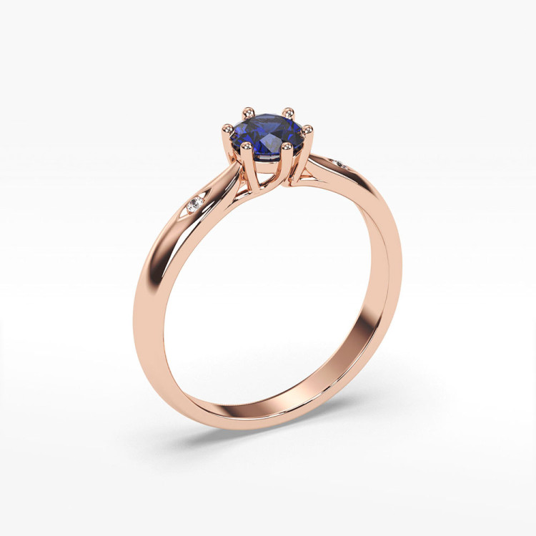 Pierścionek ze złota z szafirem i diamentami