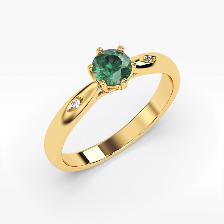 Pierścionek ze złota ze szmaragdem i diamentami