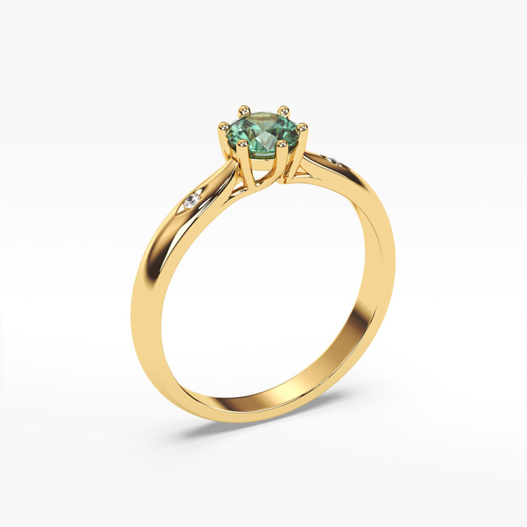 Pierścionek ze złota ze szmaragdem i diamentami