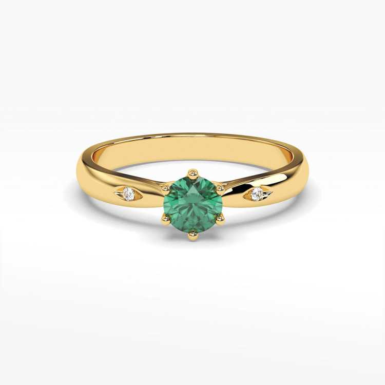 Pierścionek ze złota ze szmaragdem i diamentami