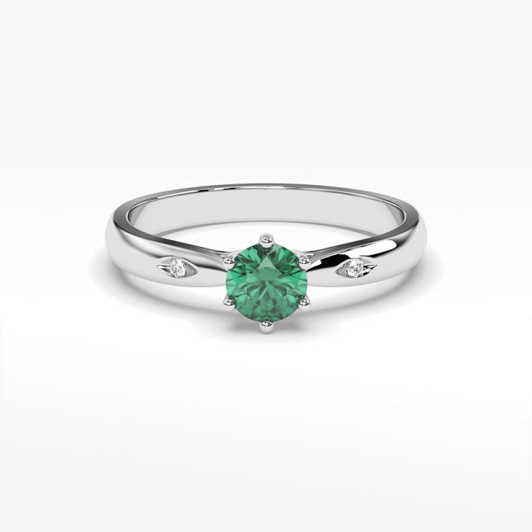 Pierścionek ze złota ze szmaragdem i diamentami