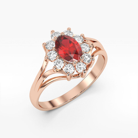 Pierścionek z diamentami oraz rubinem