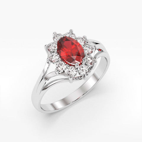 Pierścionek z diamentami oraz rubinem