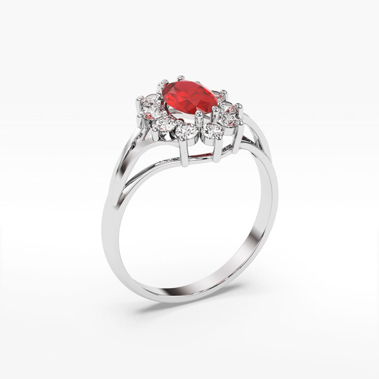 Pierścionek z diamentami oraz rubinem