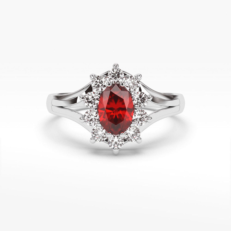 Pierścionek z diamentami oraz rubinem