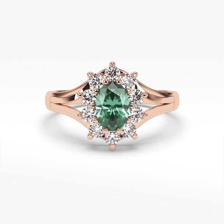 Pierścionek ze złota ze szmaragdem i diamentami