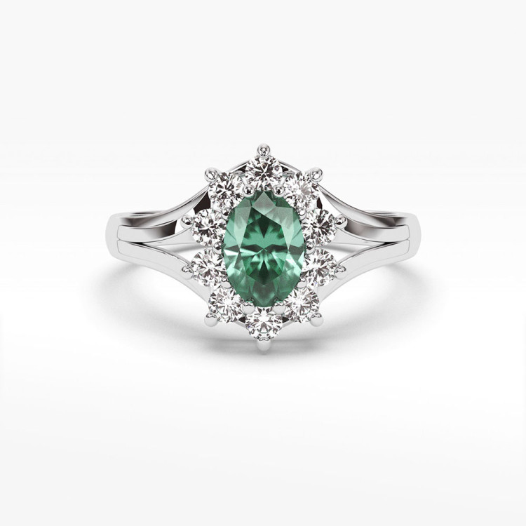 Pierścionek ze złota ze szmaragdem i diamentami