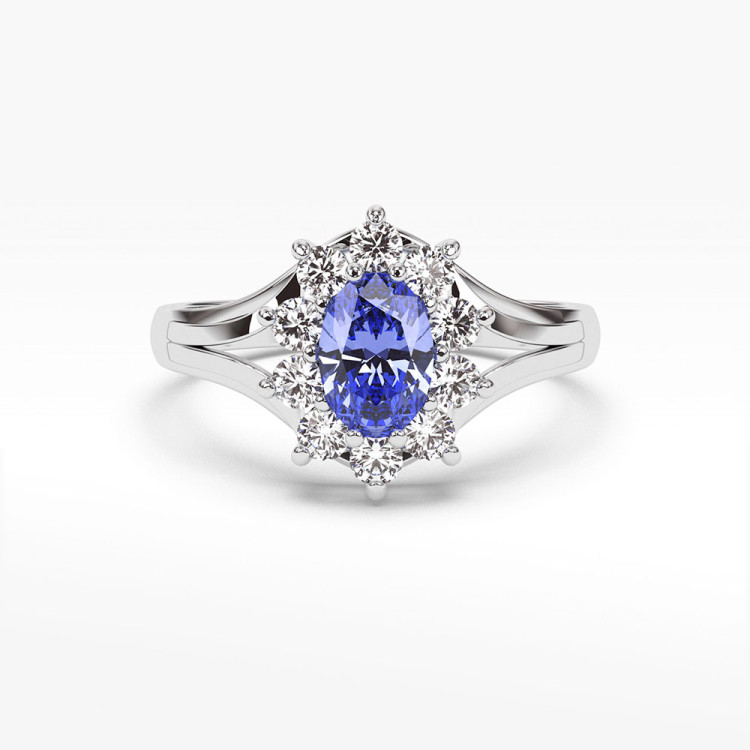 Pierścionek ze złota z tanzanitem i diamentami