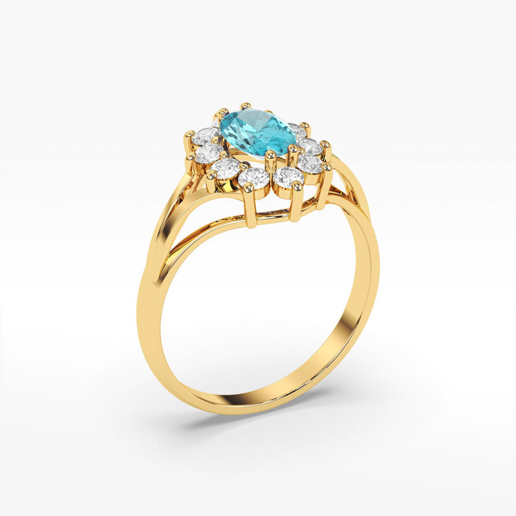 Pierścionek ze złota z topazem i diamentami
