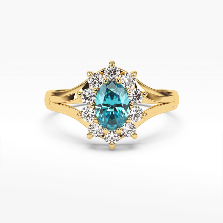 Pierścionek ze złota z topazem i diamentami