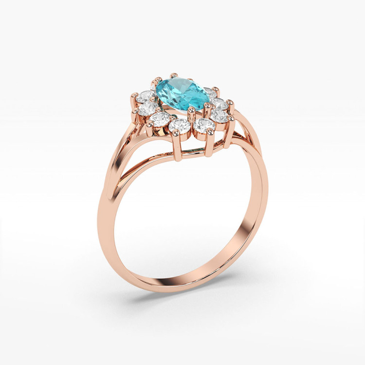 Pierścionek ze złota z topazem i diamentami