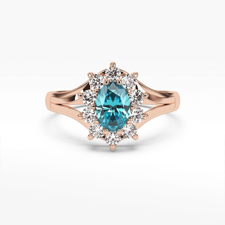 Pierścionek ze złota z topazem i diamentami