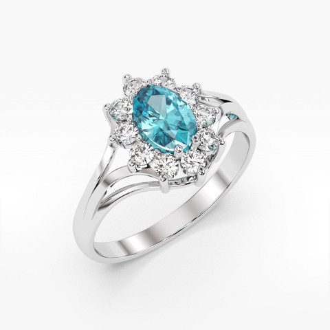 Pierścionek ze złota z topazem i diamentami