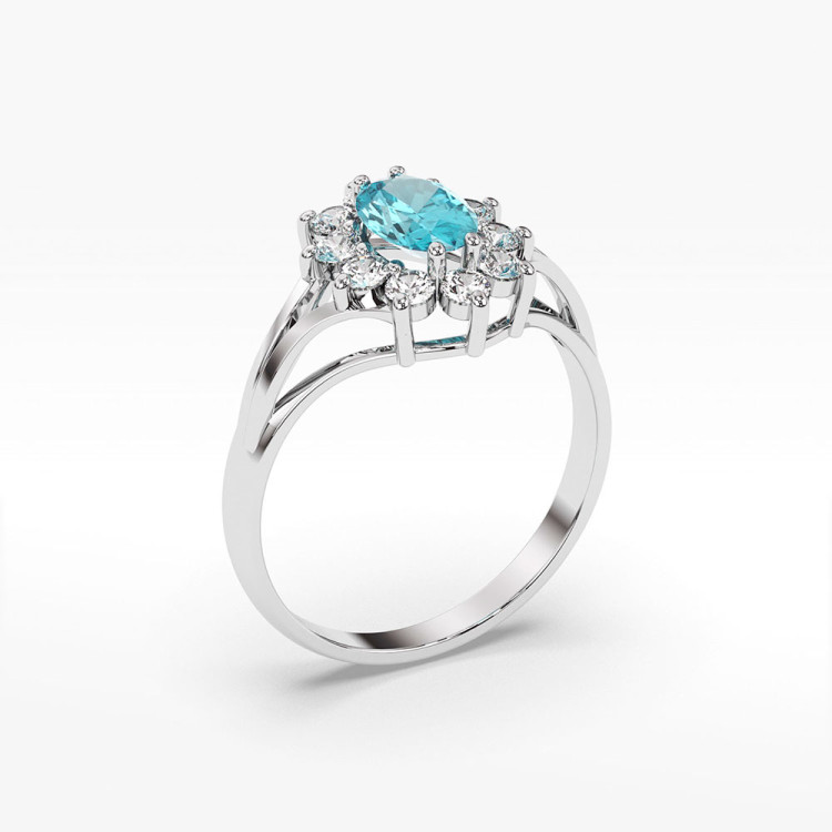 Pierścionek ze złota z topazem i diamentami