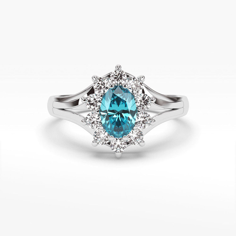 Pierścionek ze złota z topazem i diamentami