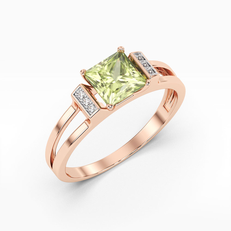 Pierścionek z oliwinem i diamentami