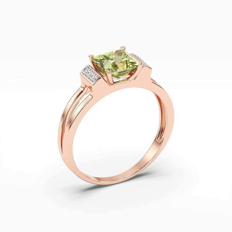 Pierścionek z oliwinem i diamentami