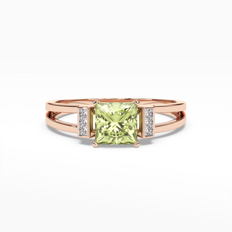 Pierścionek z oliwinem i diamentami