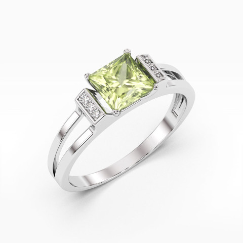 Pierścionek z oliwinem i diamentami