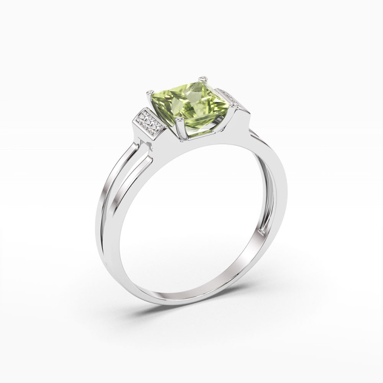 Pierścionek z oliwinem i diamentami