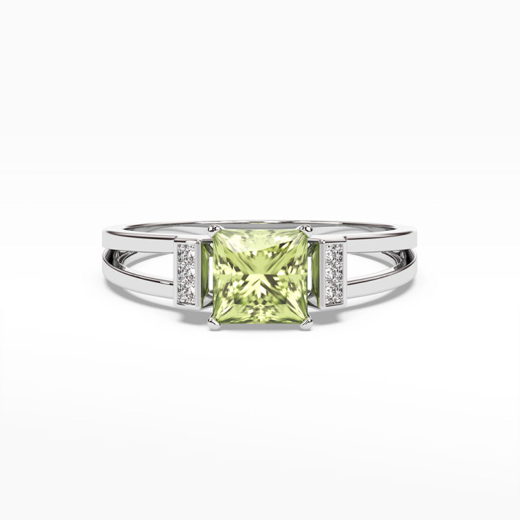 Pierścionek z oliwinem i diamentami