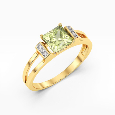 Pierścionek z oliwinem i diamentami