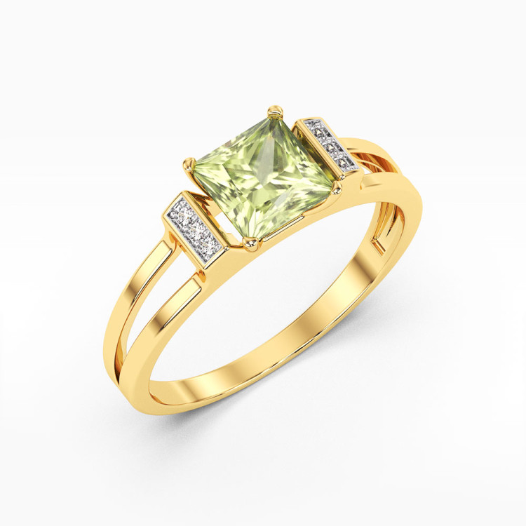 Pierścionek z oliwinem i diamentami