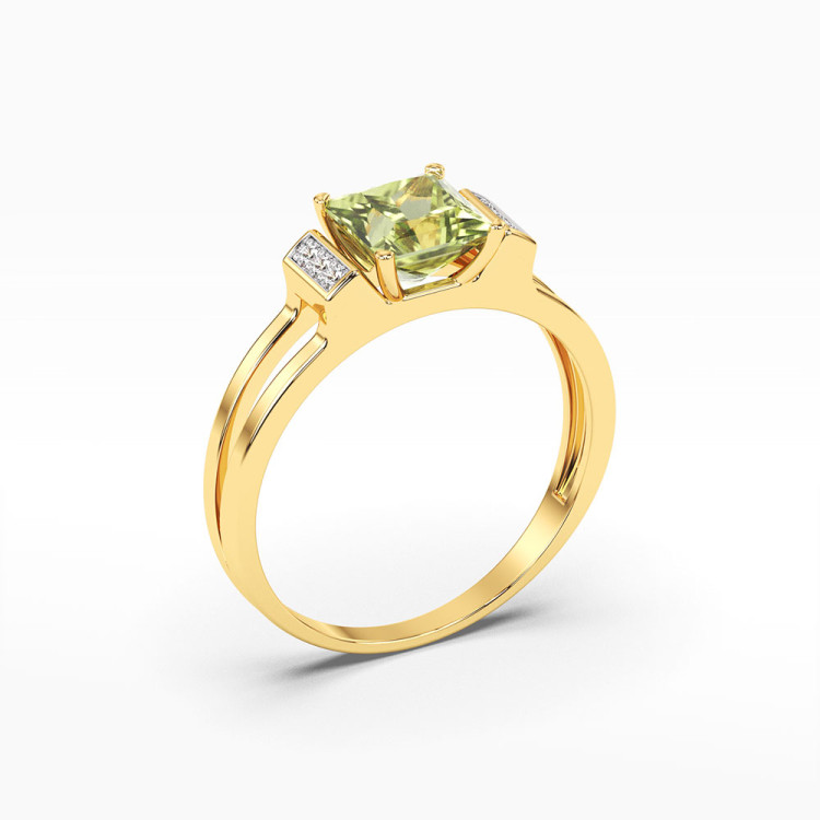 Pierścionek z oliwinem i diamentami