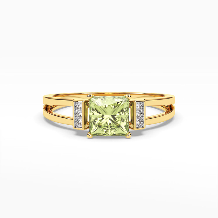 Pierścionek z oliwinem i diamentami