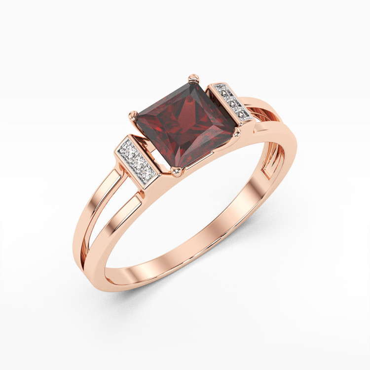 Pierścionek z granatem i diamentami