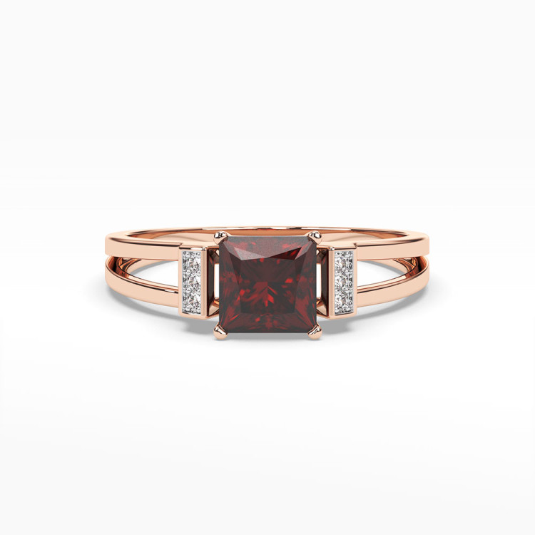 Pierścionek z granatem i diamentami